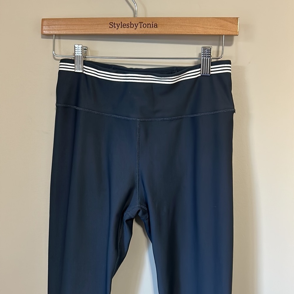 Anthropologie ALLFENIX Camilla Legging Compression Striped Navy Blue White Sz S